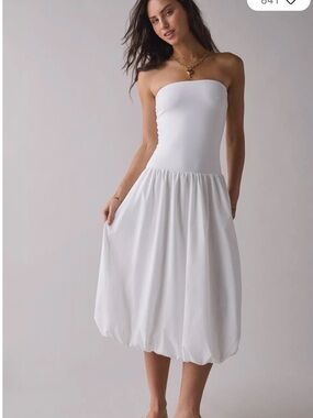 Urban Outfitters Nolee Drop Waist Bubble Hem Tube Midi Dress White Size Small